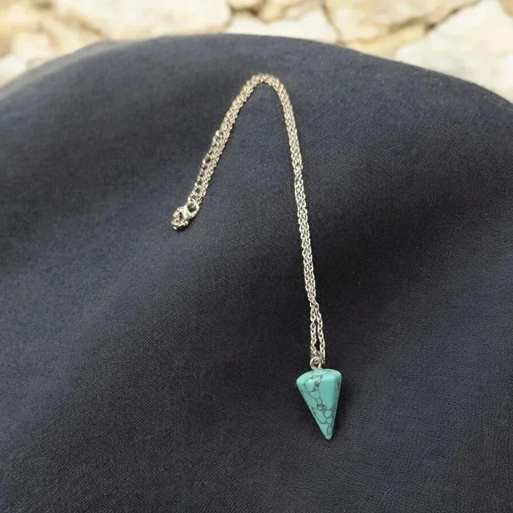 Bohemian Turquoise Pendant Silver Plated Chain Necklace